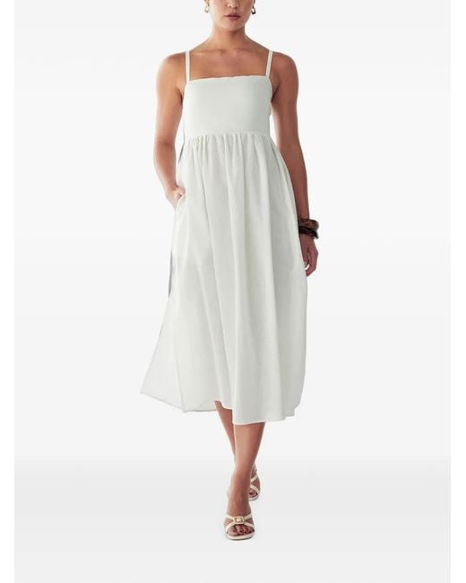 ST MRLO White Lanah Square-Neck Midi Dress