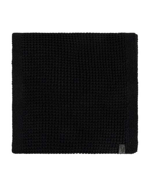 AllSaints Black Textured Logo-Plaque Scarf for men