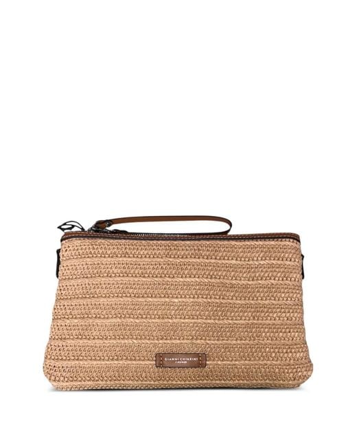 Gianni Chiarini Brown Pochette Marcella En Raphia