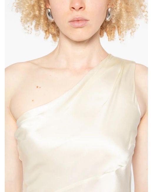 Patrizia Pepe White One-Shoulder Midi Dress