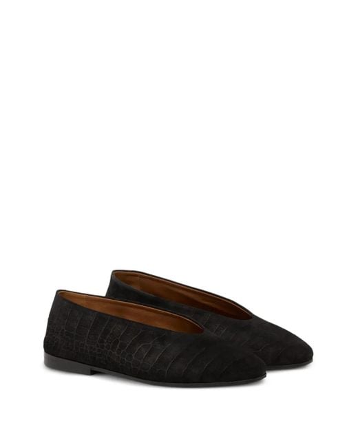 Marsèll Black Scivolo Crocodile-Effect Ballet Flats