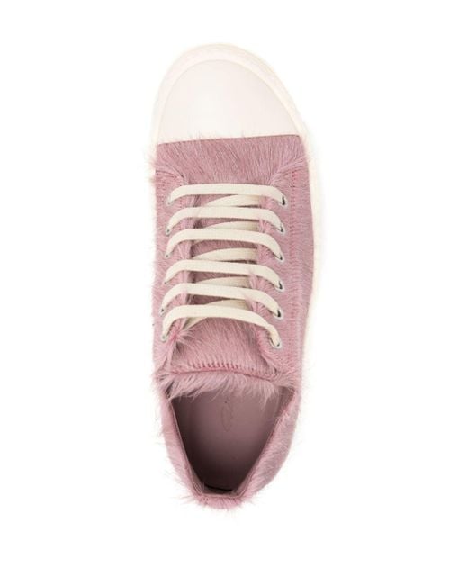 Rick Owens Pink Sneakers mit Faux Fur