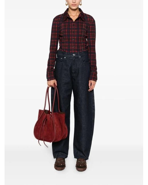 Marella Red Checked Button-Down Shirt