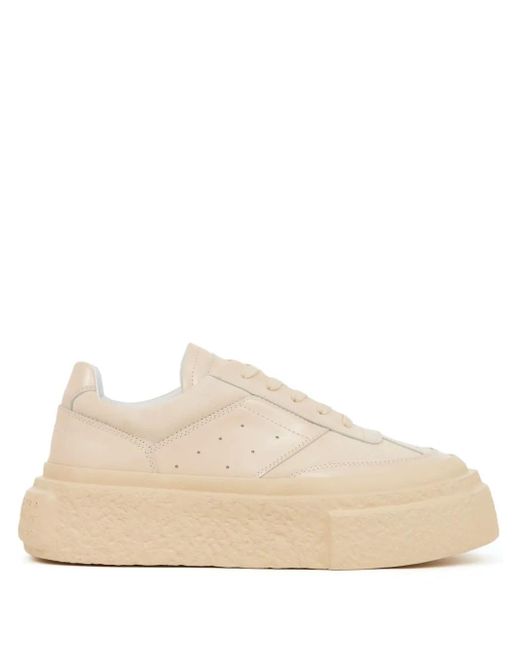 MM6 by Maison Margiela Natural Numbers-Motif Leather Sneakers