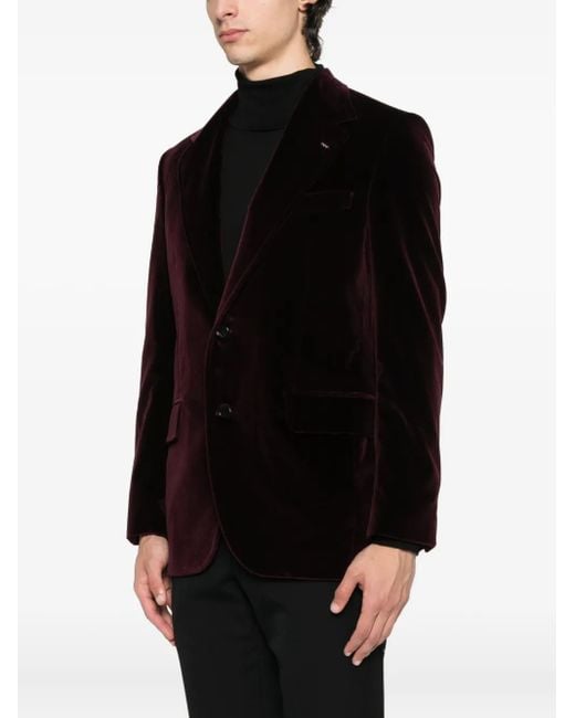 Husbands Black Velvet Single-Breasted Blazer for men