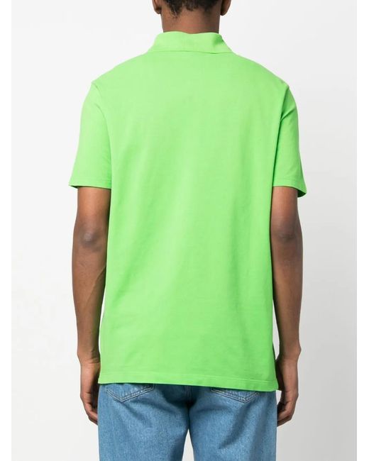 Paul & Shark Green Logo-Patch Cotton Polo Shirt for men