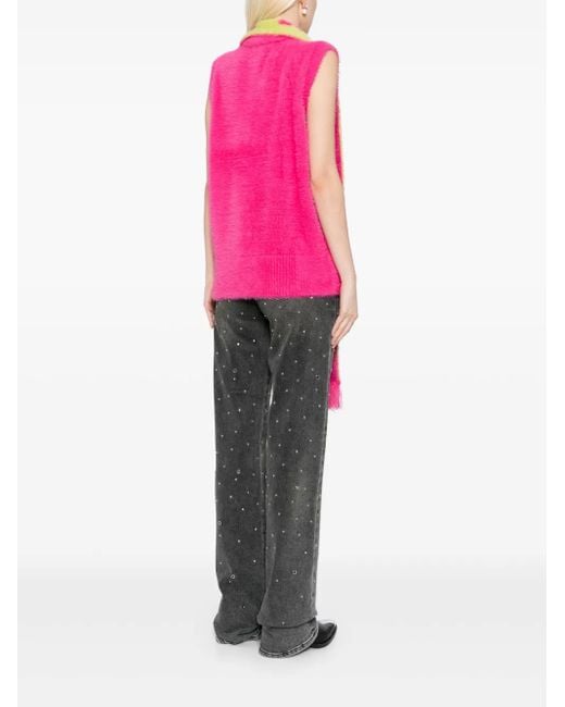 Charles Jeffrey Pink Fluffy Scarf Vest