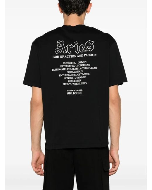 Neil Barrett Black Aries Graphic-Print Cotton T-Shirt for men