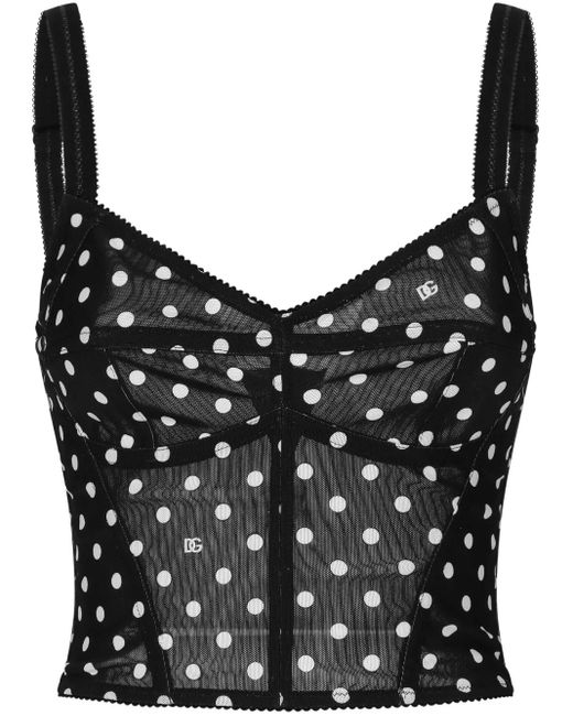 Dolce & Gabbana Polka-Dot Corset Top in Grey | Lyst UK