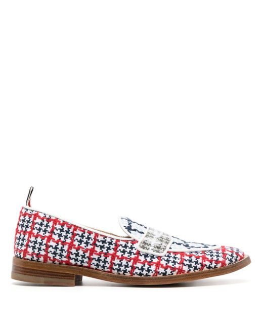 Thom Browne penny-slot tweed loafers - Blue