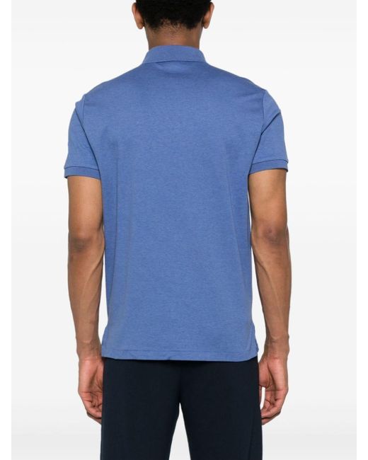 Polo Ralph Lauren Blue Embroidered-logo Cotton Polo Shirt for men