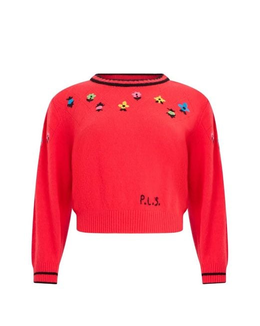 Philosophy Di Lorenzo Serafini Floral-Embroidered Cropped Sweater