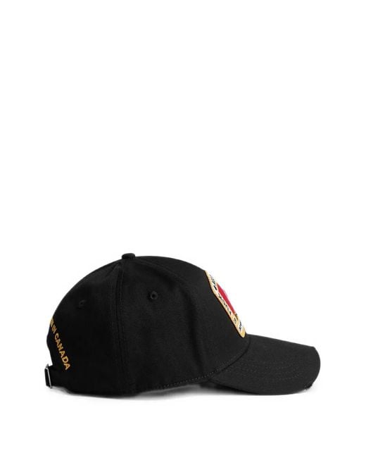 DSquared² Black Distressed Logo-Patch Baseball Cap