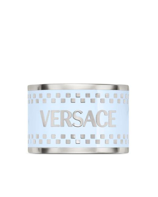 Anello aperto con logo di Versace in Blue