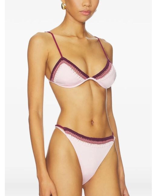Leslie Amon Purple Garis Trimmed Bikini Top