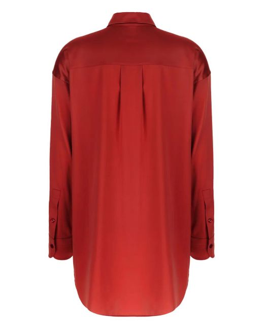Tom Ford Red Long-Sleeve Silk Shirt