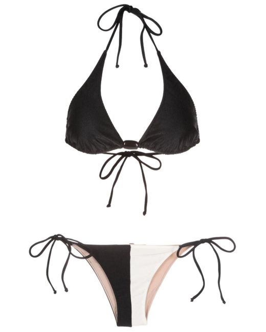 Adriana Degreas Black Deco Two-tone Triangle Bikini