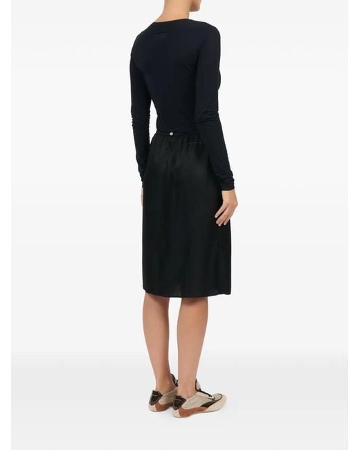 MM6 by Maison Margiela Black Elasticated Midi Skirt