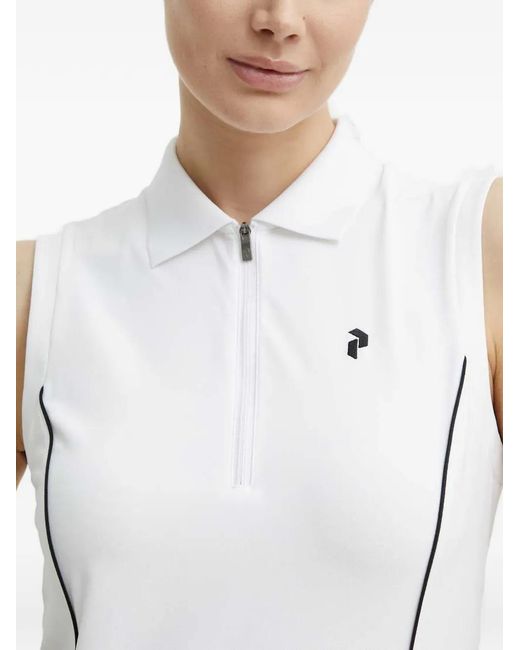 Peak Performance White Pique Zip-Fastening Sleeveless Mini Dress
