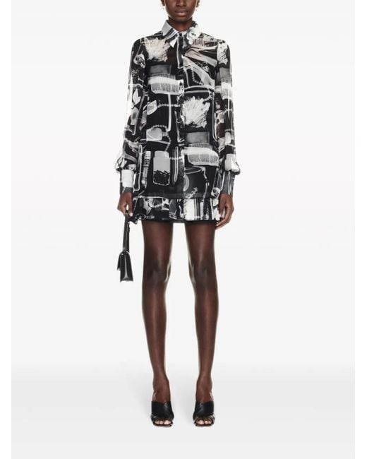 Off-White c/o Virgil Abloh Black X-Ray-Print Silk Shirt Dress