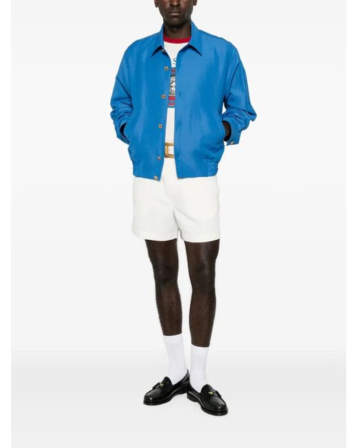 Versace Blue Logo-Button Blouson Jacket for men
