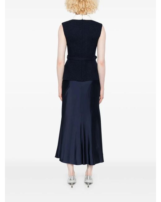 Self-Portrait Blue Boucle Sleeveless Midi Dress