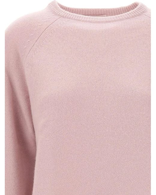 Hemisphere Pink Raglan-Sleeve Cashmere Sweater