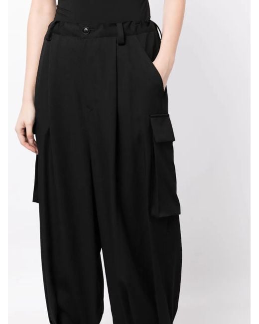 Yohji Yamamoto Black Drop-Crotch Wool Trousers