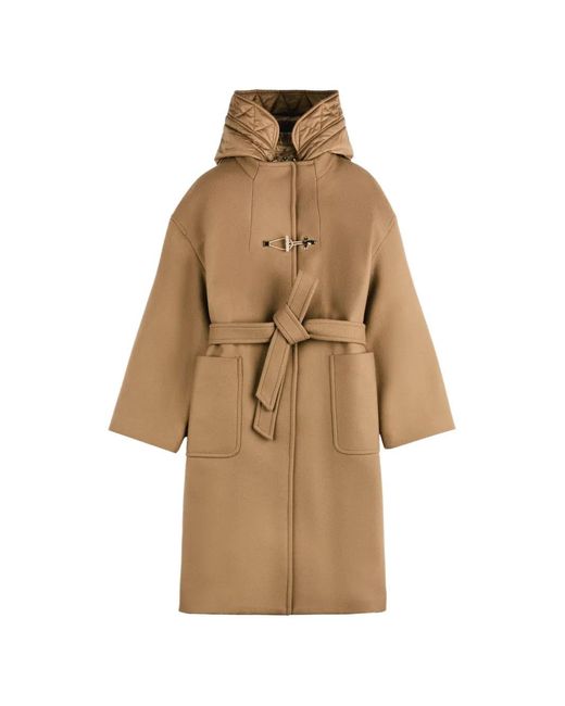 Fay Natural Toggle-Fastening Belted Coat