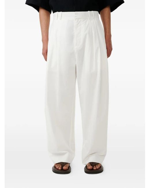 Studio Nicholson White Double Pleat Trousers for men