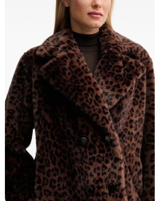 Joseph Ribkoff Brown Leopard-Print Double-Breasted Coat