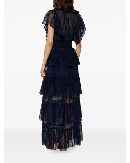 Munthe Blue Noriz Ruffled Tiered Maxi Dress