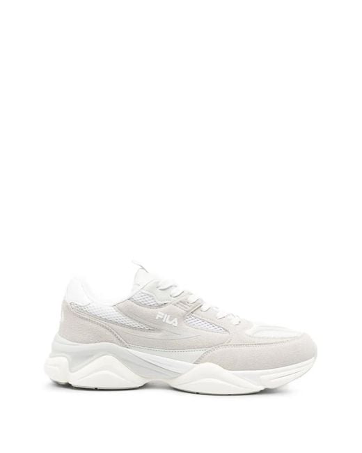 Fila White Panelled Mesh Sneakers for men