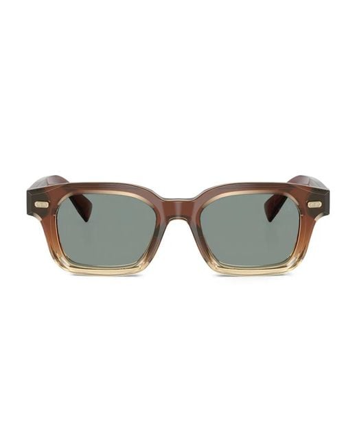 Brunello Cucinelli Brown Two-Tone Square-Frame Sunglasses