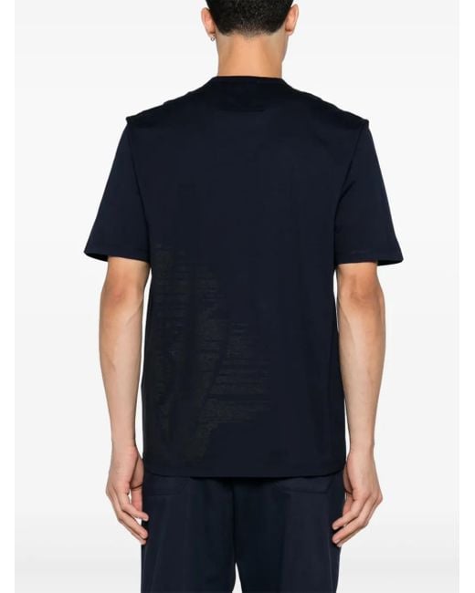 C P Company Blue Metropolis Series Mercerized Jersey Sketched Graphics T-Shirt Clothing for men