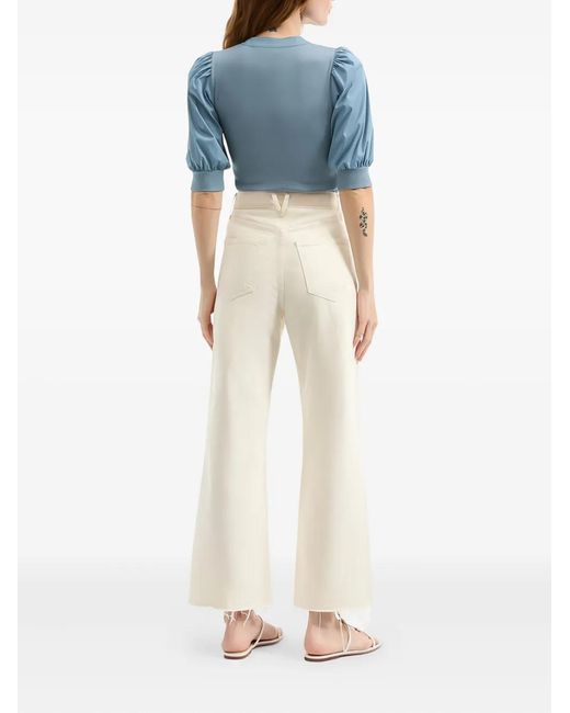 Veronica Beard Blue Puff-Sleeve Button Top