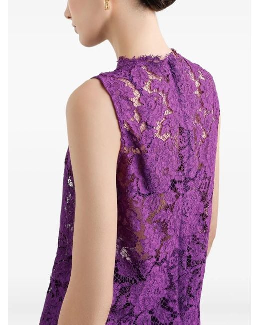 Dolce & Gabbana Purple Cordonetto Floral Lace Top