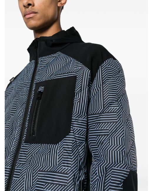 Fendi Black Shadow-print Panelled Down Jacket for men