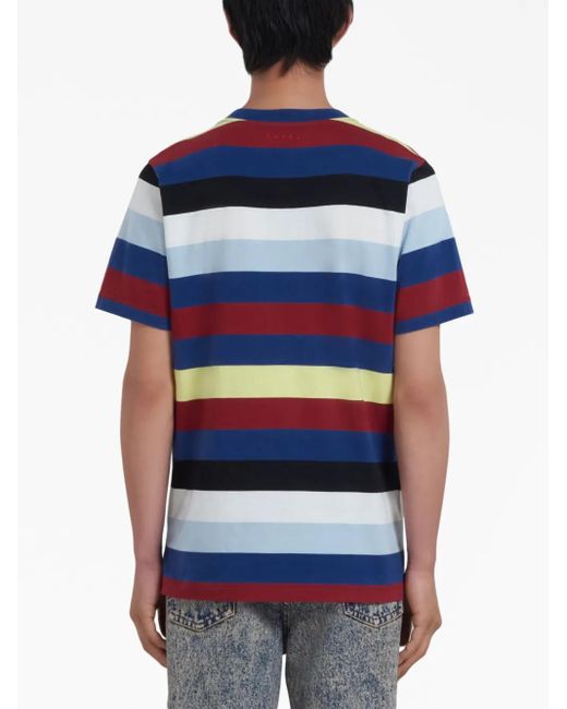 Marni Blue Striped Cotton T-shirt for men
