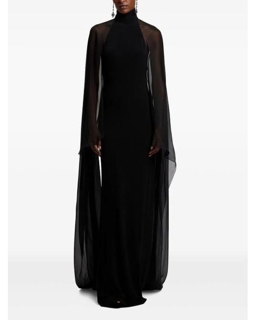 Abito Lungo Stile Mantella A Collo Alto di Ralph Lauren in Black
