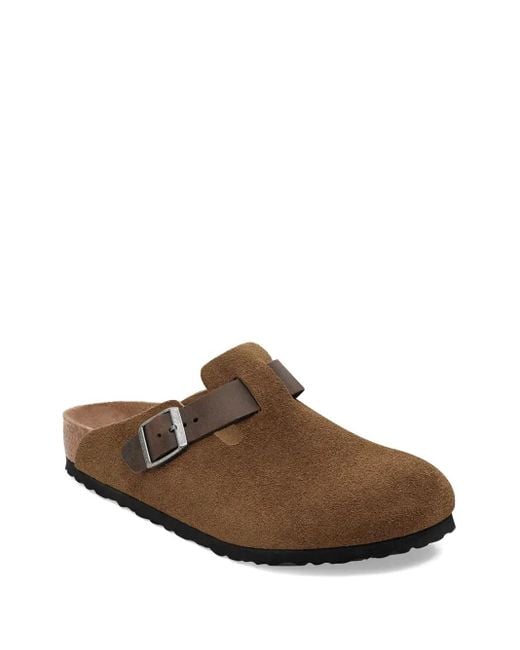 Birkenstock Brown Suede Buckle Clogs for men