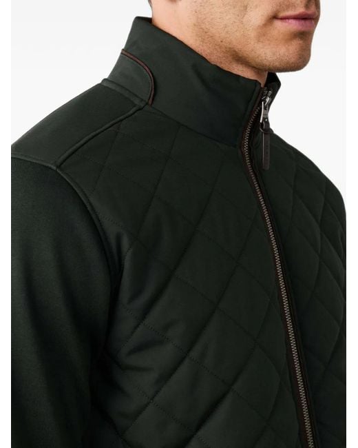 Hackett Black Quilted Zip-Up Sweatshirt for men