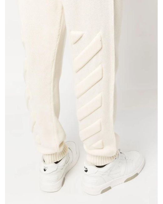 メンズ Off-White c/o Virgil Abloh Diagストライプ ニットトラックパンツ White