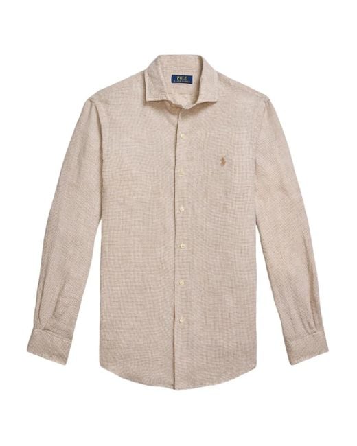 Polo Ralph Lauren White Long-Sleeve Linen Shirt for men