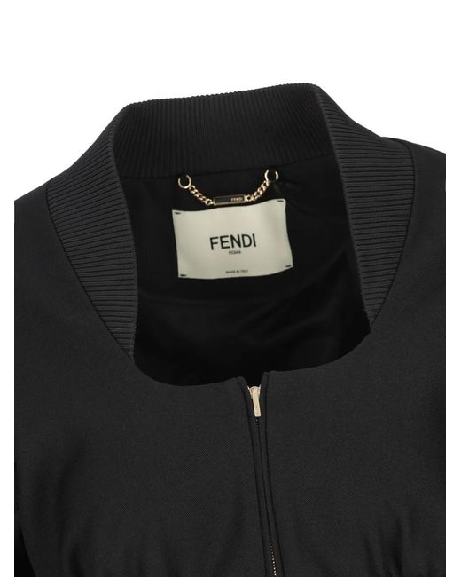 Fendi Black Zip-Up Fitted Jacket