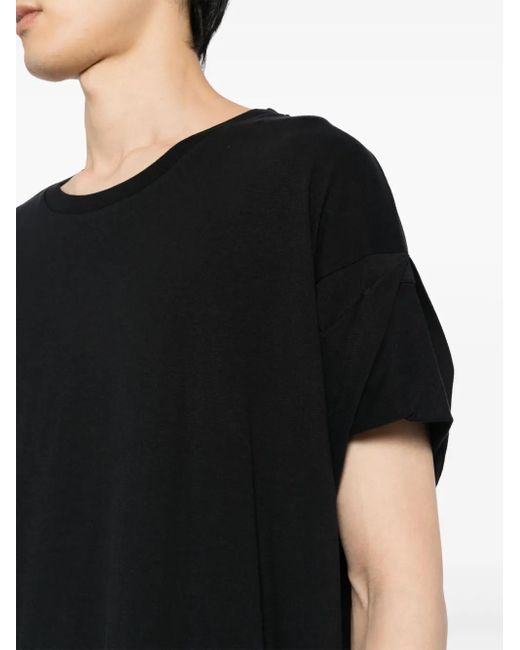 Marina Yee Black Draped-Detail Cotton T-Shirt for men