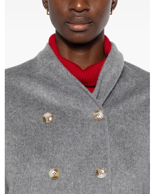 Loulou de Saison Gray Double-Breasted Wool-Cashmere Coat