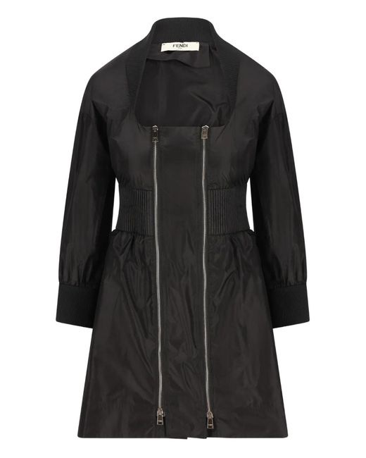 Fendi Black Zip-Up Mini Dress