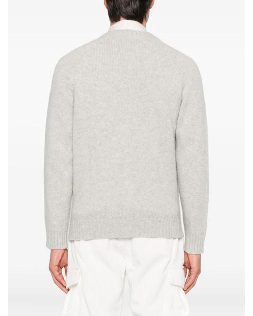 Eleventy White Button-Up Wool Cardigan for men