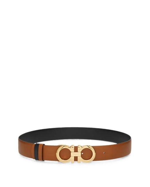 Ferragamo White Ceinture Réversible À Boucle Gancini